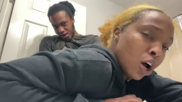 Black girlfriend fucked doggystyle and getting cum inside