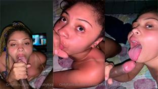 Black woman who enjoys giving a blowjob with a lot of pleasure