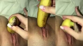 Blanquita se masturba con una banana